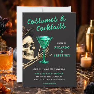Skull Costumes & Cocktails Adult Halloween Party Invitation