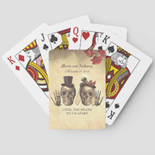 Skull Couple Day of Dead Wedding Playing Cards
