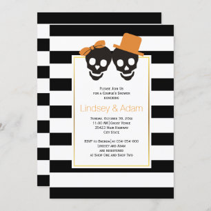 Skull couple Halloween wedding couples shower Invitation