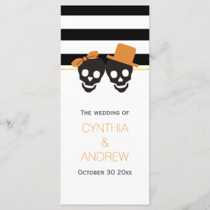Skull couple, stripes Halloween wedding program