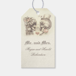 Skull Couple Vintage Wedding Gift Tags