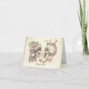 Skull couple wedding thank you cards