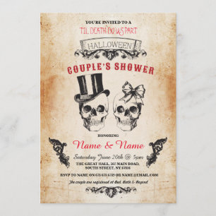 Skull Couples Shower Party Halloween Gothic Invite