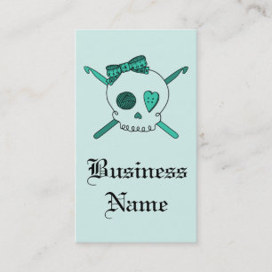 Skull & Crochet Hooks (Turquoise Background) Business Card
