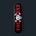 Skull & cross bones custom design skateboard deck<br><div class="desc">Skull and cross bones custom design skateboard deck. Cool wooden skate board design for boys and girls. Fun Birthday gift idea for kids. Personalise with custom name, funny quote or monogram letters. Awesome Birthday gift idea for children, son, grandson, nephew, cousin, daughter, sister, brother, friends etc. Black pirate flag design...</div>