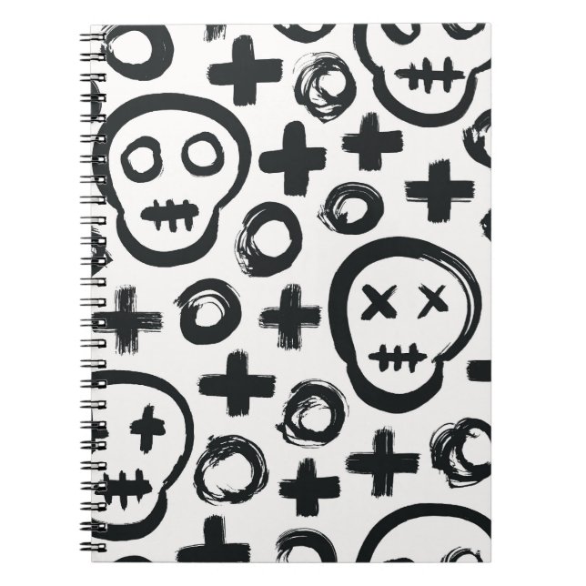Skull Cross Circle: Seamless Decoration. Notebook (Front)