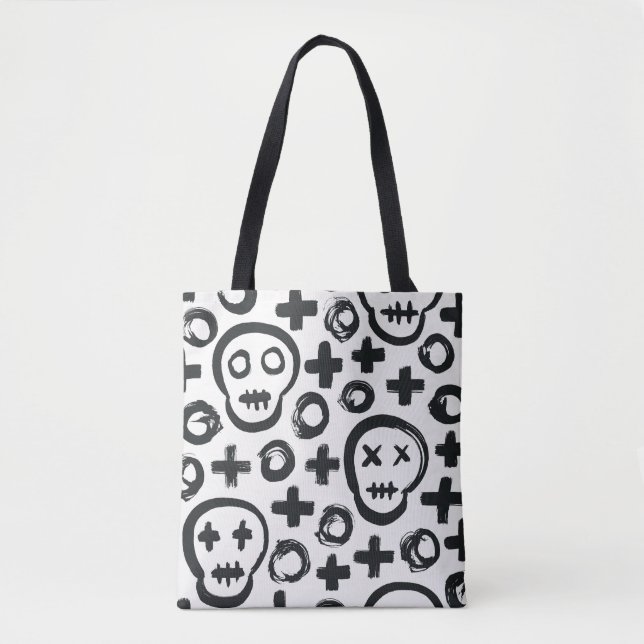 Skull Cross Circle: Seamless Decoration. Tote Bag (Front)