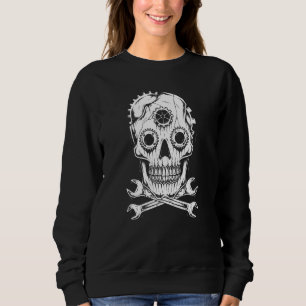 Skull Cross Wrench Gearhead Car Mechanics Hallowee Sweatshirt