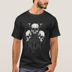 Skull Cross Y2K Grunge Aesthetic Alt Goth Gothic E T-Shirt