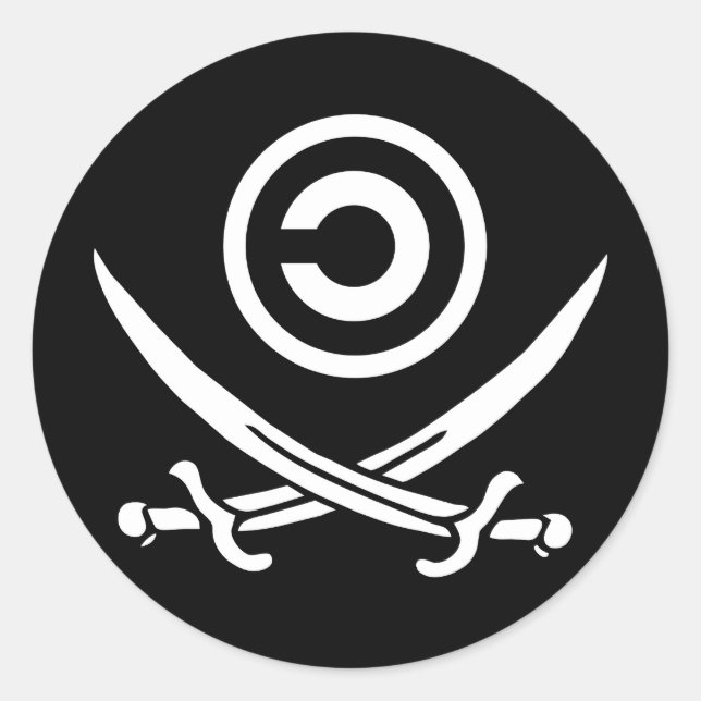 Skull & Crossbones Anti-Copyright Copyleft Flag Classic Round Sticker (Front)