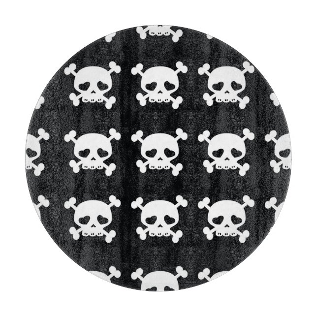 Skull Crossbones: Black-White Pattern. Cutting Board (Front)