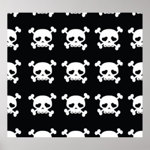 Skull Crossbones: Black-White Pattern. Poster
