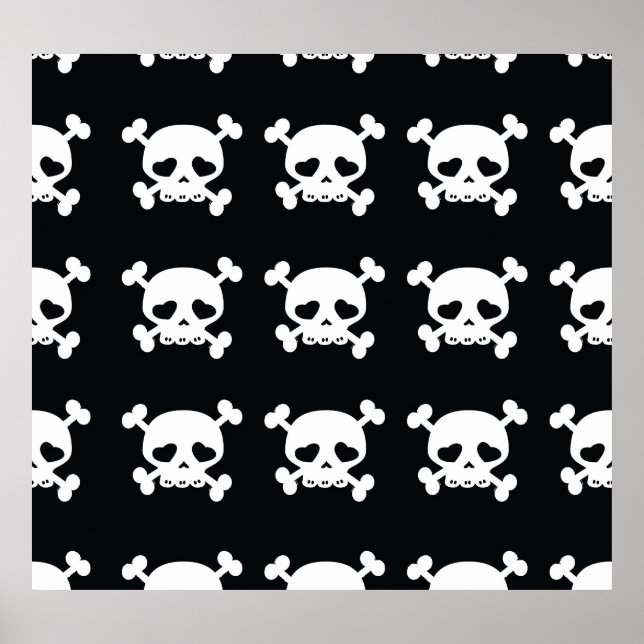 Skull Crossbones: Black-White Pattern. Poster (Front)