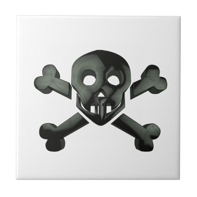 skull crossbones ceramic tile (Front)