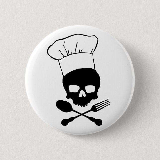 Skull & Crossbones Chef 6 Cm Round Badge (Front)