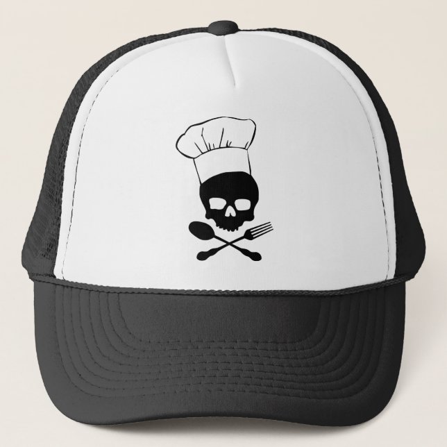 Skull & Crossbones Chef Trucker Hat (Front)