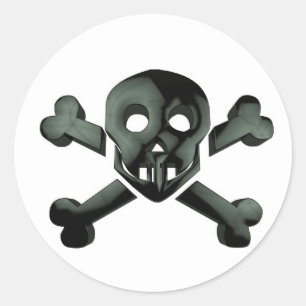 skull crossbones classic round sticker