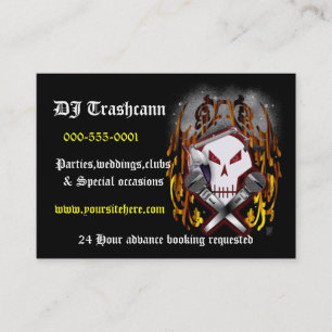 skull & crossbones DJ Business Card
