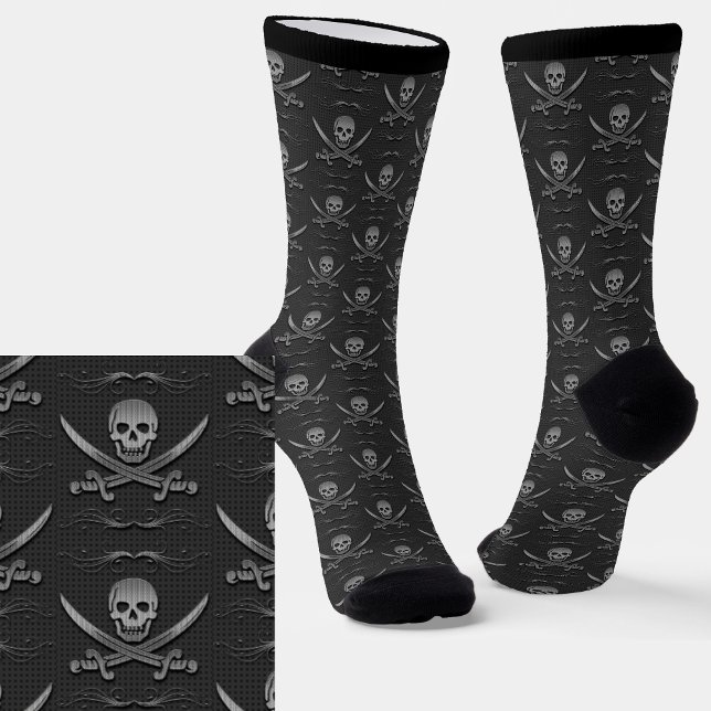 Skull & Crossbones Grey Metallic Look              Socks (Creator Uploaded)