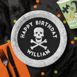 Skull Crossbones Halloween Birthday Plate