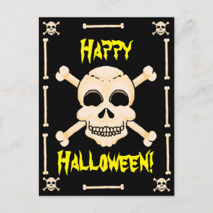 Skull & Crossbones Halloween Postcard