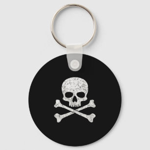 Skull crossbones halloween skeleton jolly roger key ring