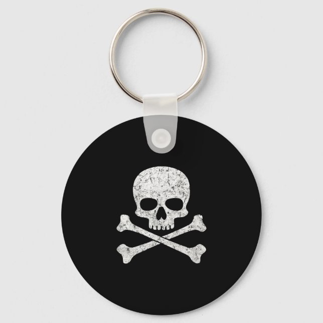 Skull crossbones halloween skeleton jolly roger key ring (Front)
