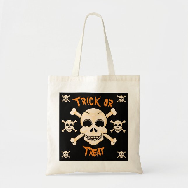 Skull & Crossbones Halloween Tote Bag (Front)