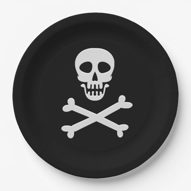 Skull & Crossbones Paper Plate (Front)