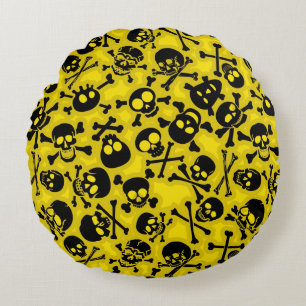 Skull & Crossbones Pattern Round Cushion