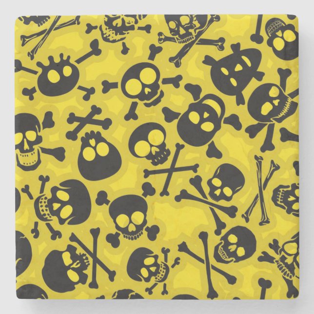 Skull & Crossbones Pattern Stone Coaster (Front)