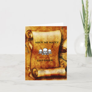 Skull crossbones pirate parchment adult party invitation