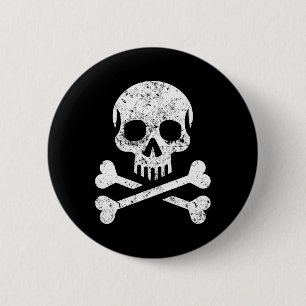 Skull Crossbones Skeleton Jolly Roger Flag Hallowe 6 Cm Round Badge