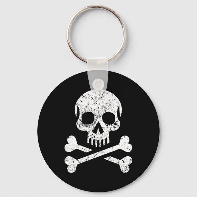 Skull Crossbones Skeleton Jolly Roger Flag Hallowe Key Ring (Front)