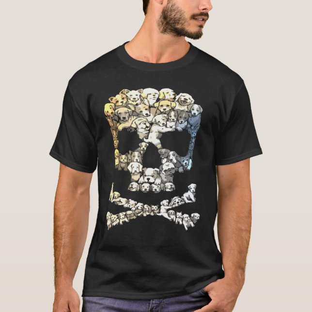 Skull Crossbones Sugar Dog In Skull Love T-Shirt (Front)
