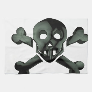 skull crossbones tea towel