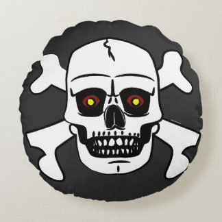 Skull Crossbones Transparent Seamless Pattern Round Cushion