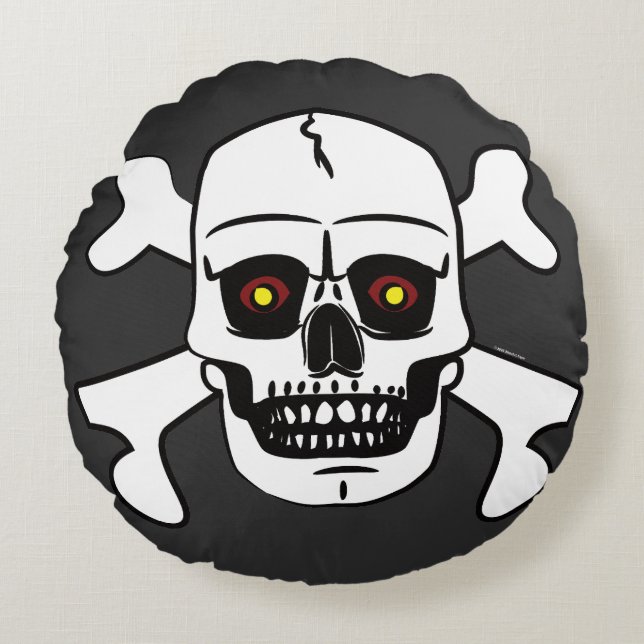Skull Crossbones Transparent Seamless Pattern Round Cushion (Front)