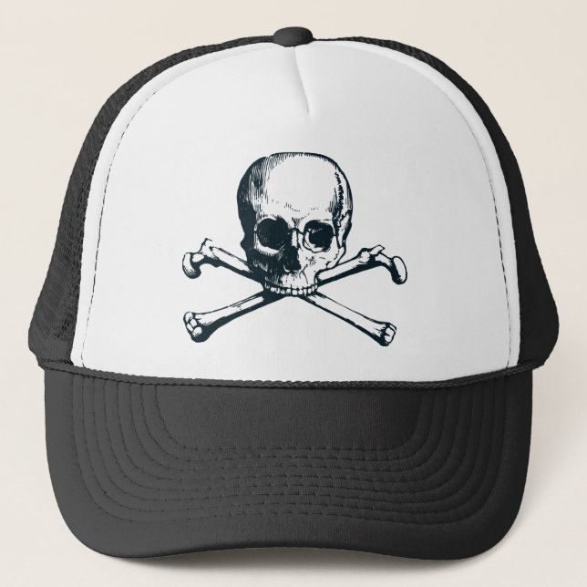 skull crossbones trucker hat (Front)