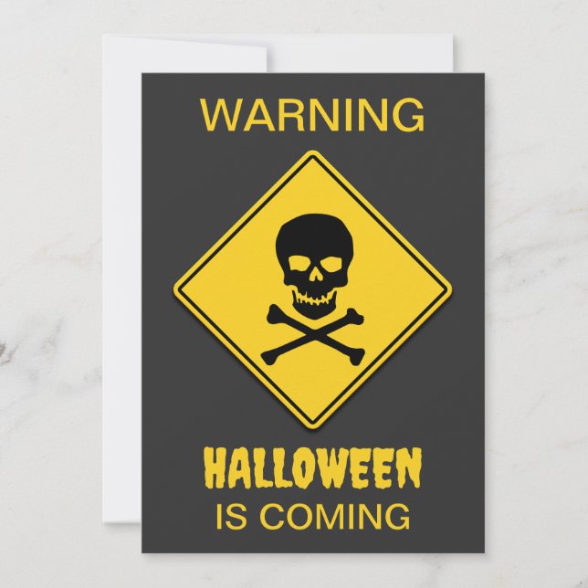 Skull & Crossbones Warning Halloween Invitation (Front)