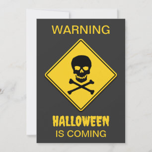 Skull & Crossbones Warning Halloween Invitation