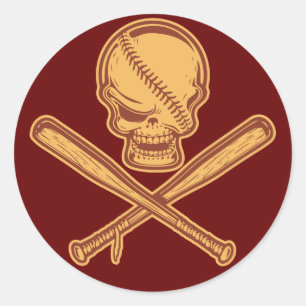 Skull & Crossed Bats 513 Classic Round Sticker