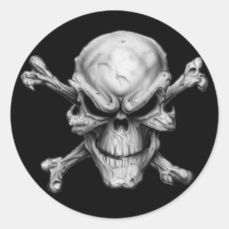 Skull Crossed Bones Classic Round Sticker