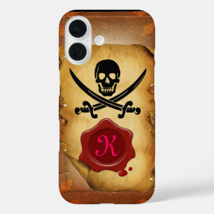 SKULL CROSSED SWORDS  MONOGRAM wax seal parchment iPhone 16 Case