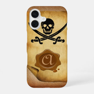 SKULL CROSSED SWORDS MONOGRAM wax seal parchment iPhone 16 Case