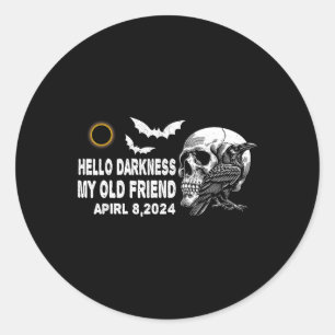 Skull Crow Hello Darkness My Old Friend Solar Ecli Classic Round Sticker