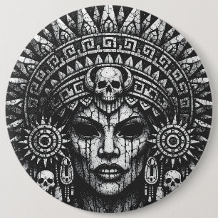 Skull‑Crowned Priestess — by BurnsInHell 6 Cm Round Badge