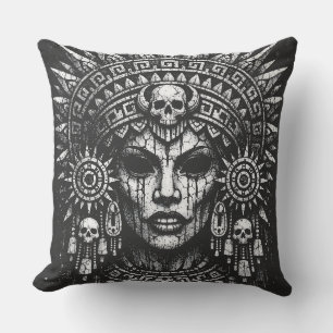 Skull‑Crowned Priestess — by BurnsInHell Cushion