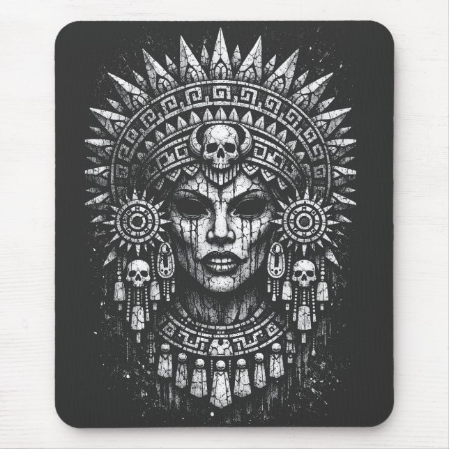 Skull‑Crowned Priestess — by BurnsInHell Mouse Pad (Front)
