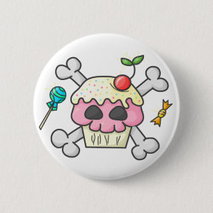 Skull Cupcake Button
